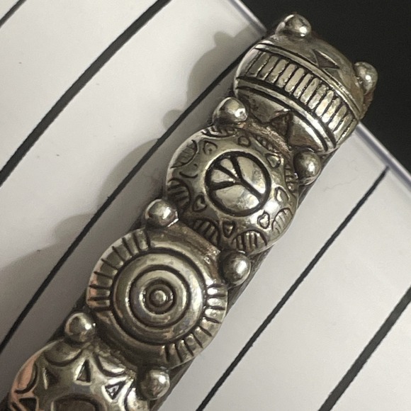 Vintage BRIGHTON Harmony  Bracelet Silver Medallion and Brown Leather Jewelry - Picture 11 of 16